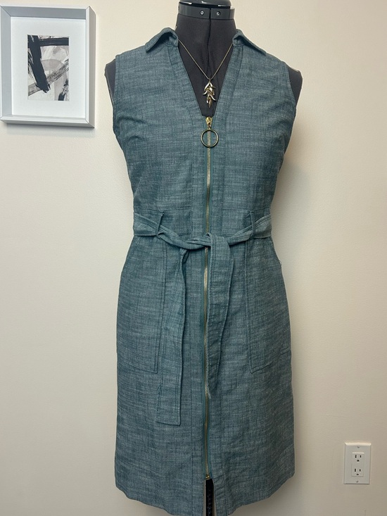Sharagano Dresses & Skirts - Sharagano Denim Zip Front Belted Dress